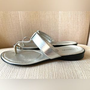 Damiani’s Silver Metallic Italian Leather Sandals